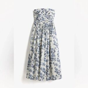 H&M blue floral bandeau dress